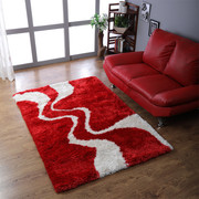Hand Tufted Shag Polyester 5'x8' Area Rug Contemporary Red White